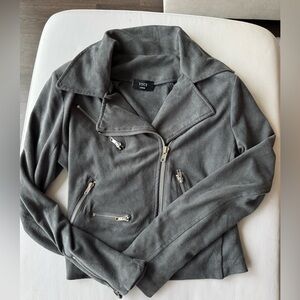 Vici Charcoal Leather Jacket with Silver Accents